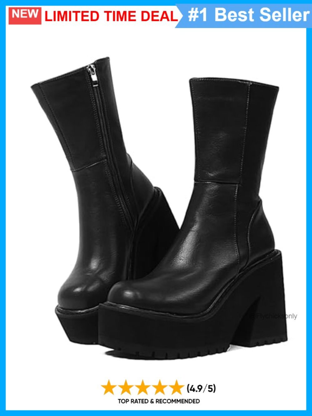 Faux Leather Platform Ankle Boots Chunky Block Heel Round Toe Casual